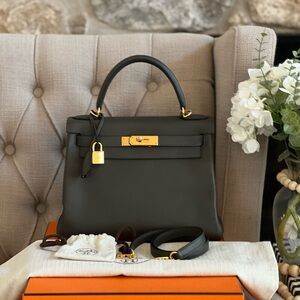 ❌SOLD❌Hermes Kelly 28 Vert de Gris Gold hardware Evercolor leather Stamp Z 2021